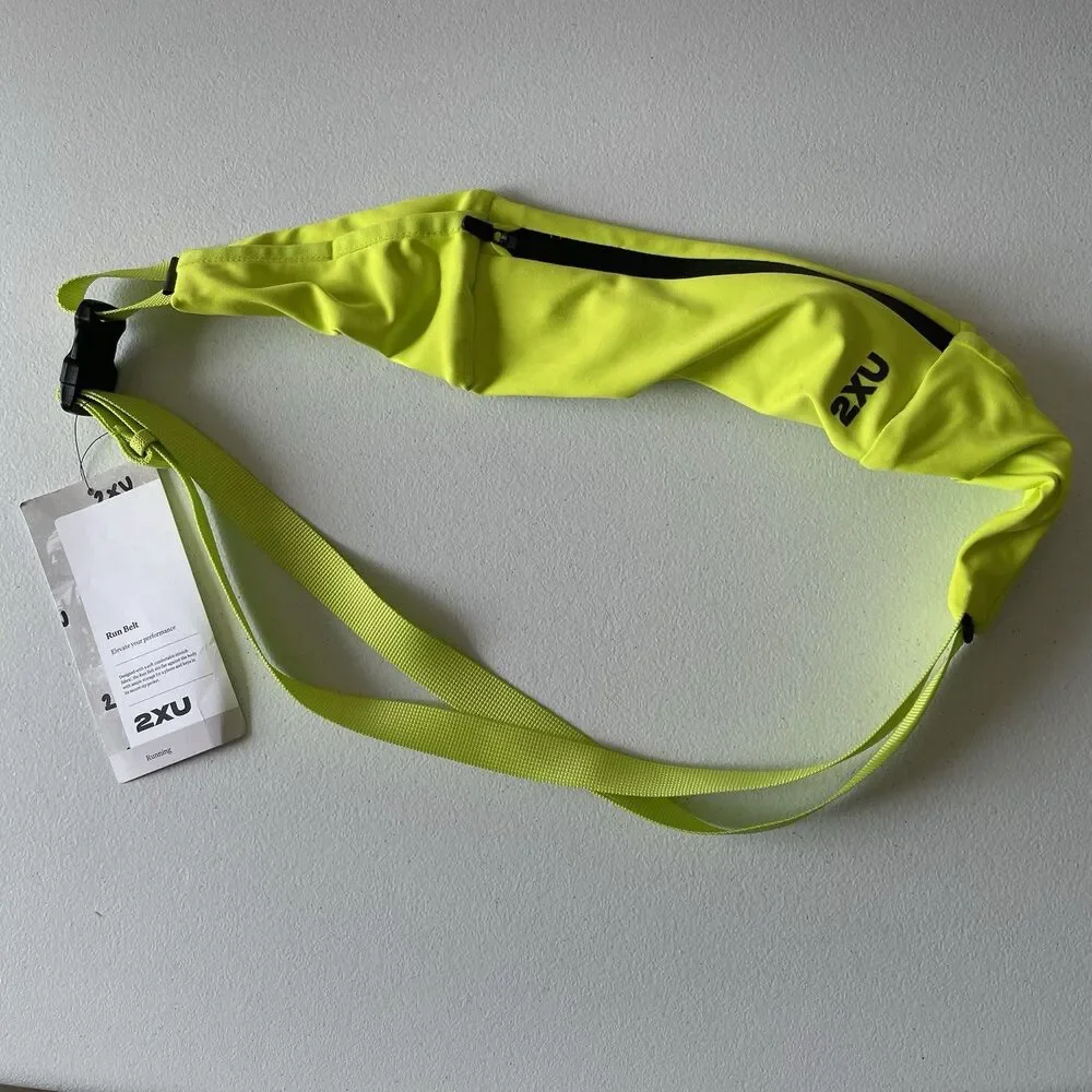 2XU Run Belt Athletic Running Waist Bag Pack Volt/Black Reflective One Size